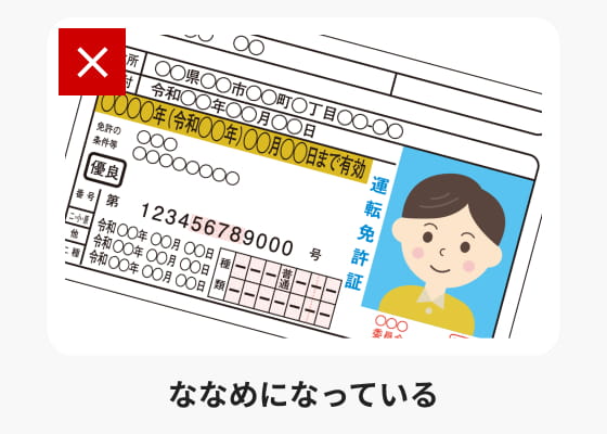 ななめになっている